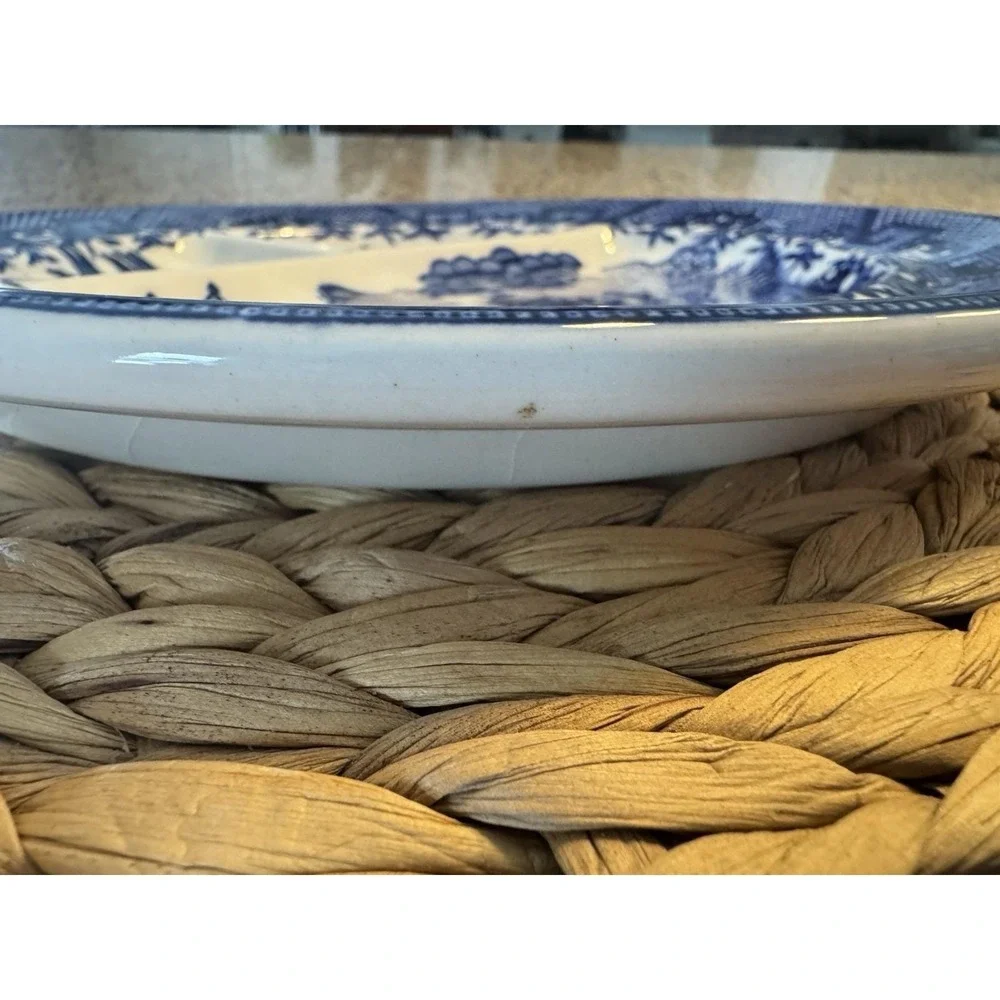 Vintage Moriyami Made In Japan Blue Willow Divided plate 10 1/4